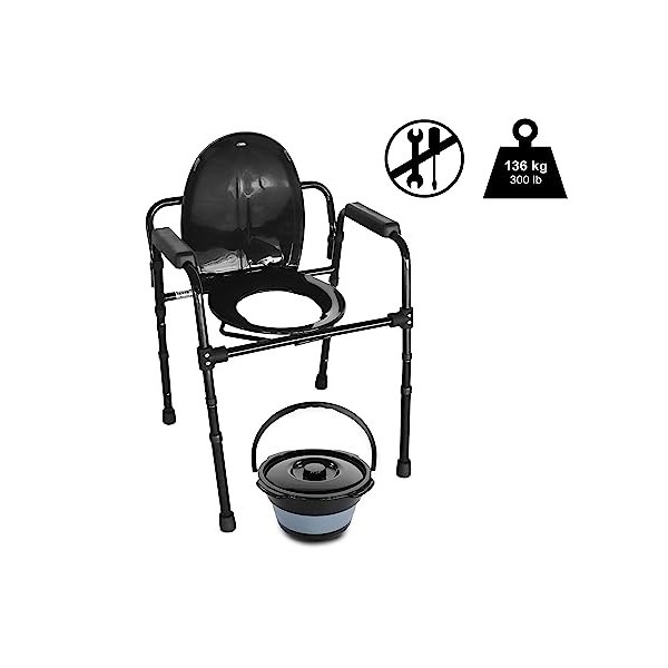 PEPE - Chaise Percée Toilette, Chaise Pot de Chambre Adulte, Cadre