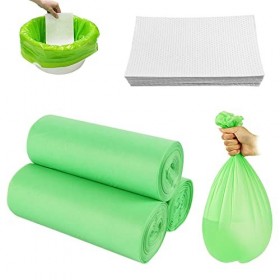 90 pcs Sacs de Toilette et 60 Coussinets Super Absorbants, Doublures de Toilette, Sac Jetable pour Chaise Percée Adulte, Chai