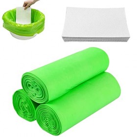 90 Pièces Sacs pour Chaise Percée, avec 60 Coussinets Super Absorbants, Taille Universelle, Sac Jetable pour Toilettes Portab