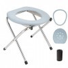 OOCOME Chaise Percée Toilette Portable, Chaise de Douche Chaise Pliante Camping WC Chimique Portable avec Couvercle, sac en P