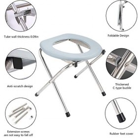 OOCOME Chaise Percée Toilette Portable, Chaise de Douche Chaise Pliante Camping WC Chimique Portable avec Couvercle, sac en P