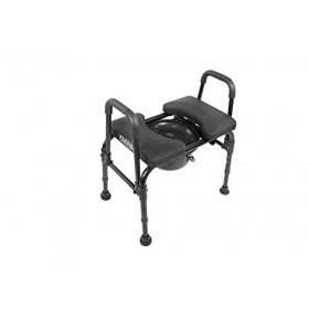 KMINA - Chaise Percée Toilette avec Siège Réglable Jusquà 180 kg , Chaise Pot de Chambre Adulte, Cadre Sécurité WC Résistan