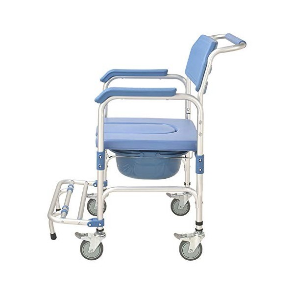 bimiti Chaise toilette pliable, Chaise percée multifonction avec pédales anti-roulantes Convient pour patients enceintes, per