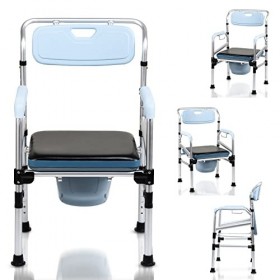 Cecaylie Chaise de toilette réglable en hauteur, antidérapante avec siège rembourré et seau de toilette, accoudoir et dossier