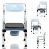 Cecaylie Chaise de toilette réglable en hauteur, antidérapante avec siège rembourré et seau de toilette, accoudoir et dossier