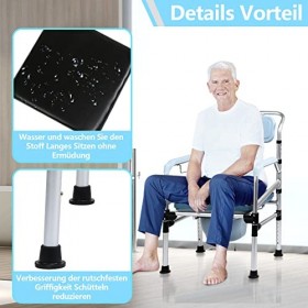 Cecaylie Chaise de toilette réglable en hauteur, antidérapante avec siège rembourré et seau de toilette, accoudoir et dossier