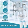 Vidaprime Pack x50 - Sac WC Portable et Sacs de Chaise Percée Jetables avec Almohadilla Super Absorbante - Sacs de Toilette P