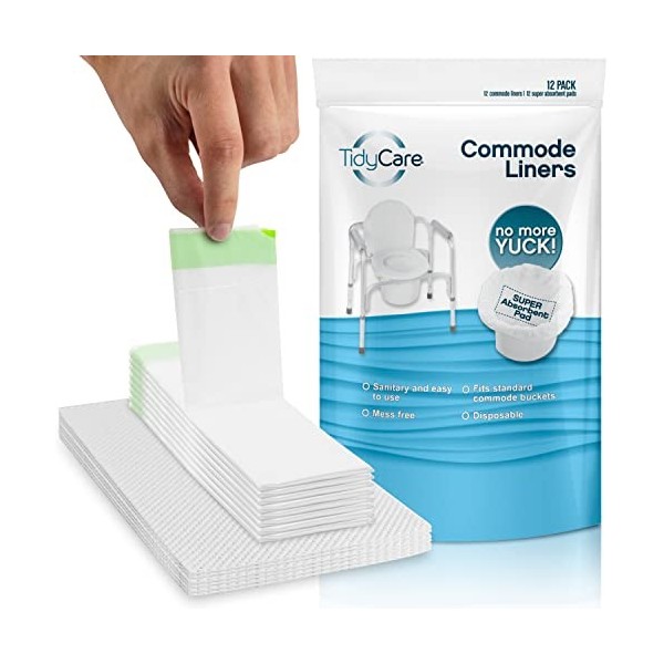 TidyCare Doublures de chaise de chevet et coussinets absorbants pour seau et bassin de chaise de toilette portable | Lot comb