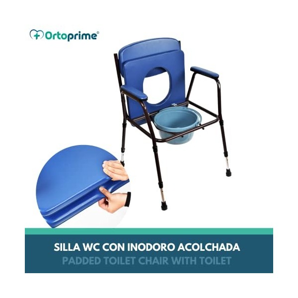 OrtoPrime Siège WC avec toilettes pour personnes âgées et enfants Livré avec bidet de rechange réglable 7 positions Chaise de