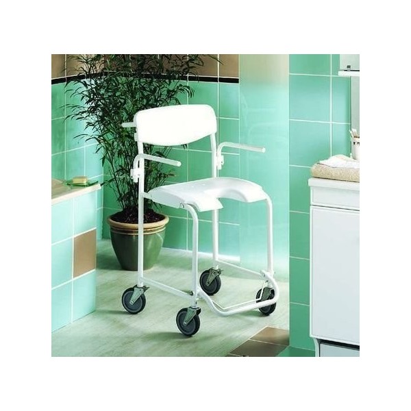 Fauteuil roulant pour salle de bain | Douche avec accoudoirs | Repose-pieds pliable | Invacare