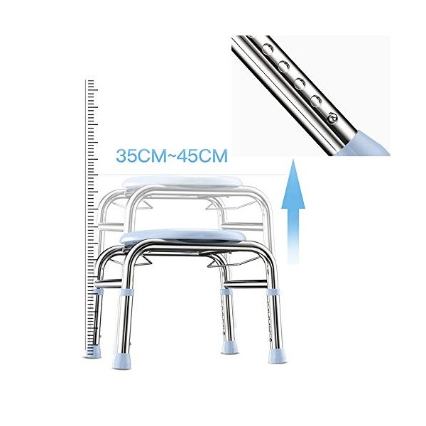 HXLQ Chaise Percée en Acier Inoxydable,Chaise Pot Personnes Âgées,Tabouret De Toilette À Hauteur Réglable, Fauteuil De Toilet