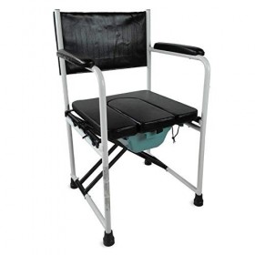 Mobiclinic, Chaise percée, Mod. Ebro, Marque européenne, Chaise pot, Pliable, Chaise toilette avec Couvercle, Dossier réglabl