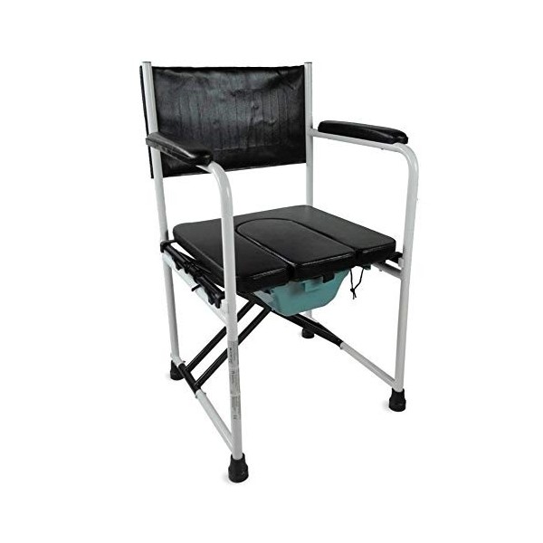 Mobiclinic, Chaise percée, Mod. Ebro, Marque européenne, Chaise pot, Pliable, Chaise toilette avec Couvercle, Dossier réglabl