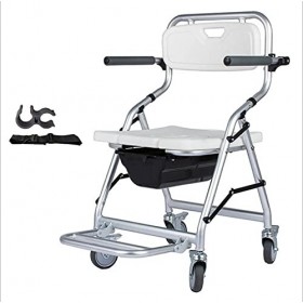 LEFEDA summerr Chaise percée pliante, tabouret de salle de bain pliable portable, chaise de douche avec accoudoirs et roues, 