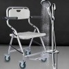 LEFEDA summerr Chaise percée pliante, tabouret de salle de bain pliable portable, chaise de douche avec accoudoirs et roues, 