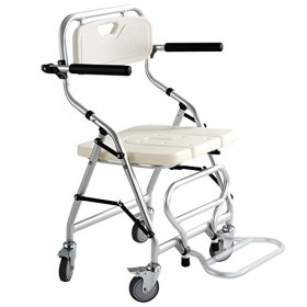 Chaise de Douche Pliable à roulettes, Siège de Douche Personne âgée, Chaise Percée à roulettes Pliable, 4 Roues avec Freins -