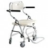 Chaise de Douche Pliable à roulettes, Siège de Douche Personne âgée, Chaise Percée à roulettes Pliable, 4 Roues avec Freins -