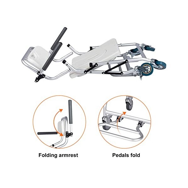 Chaise de Douche Pliable à roulettes, Siège de Douche Personne âgée, Chaise Percée à roulettes Pliable, 4 Roues avec Freins -