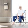 Ansobea Chaise de toilette avec accoudoir et dossier, réglable en hauteur, pliable et portable, tabouret de douche avec seau 