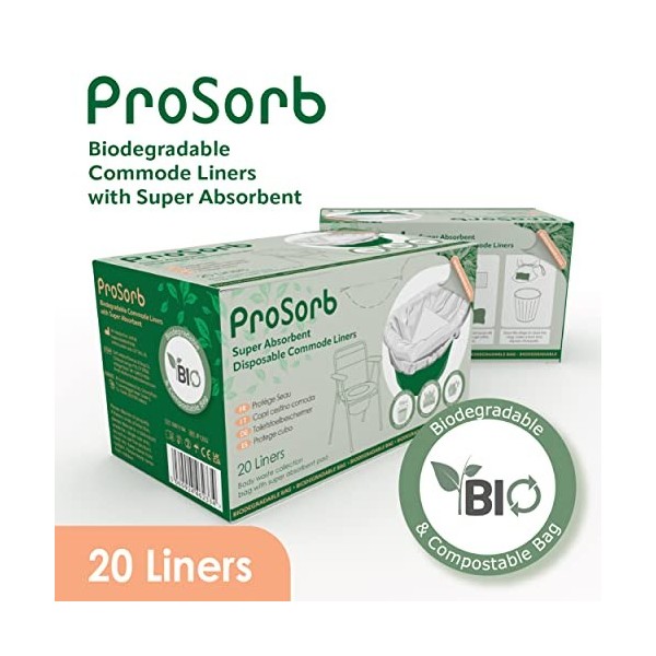 Prosorb Lot de 20 doublures jetables super absorbantes pour chaise percée/lit