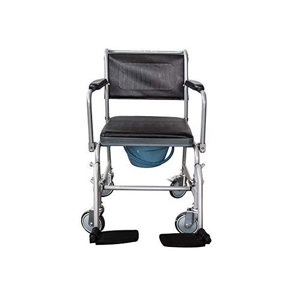 Mobiclinic, Chaise percée à roulettes, Mod. Ancla, Marque européenne, Chaise pot, Chaise toilette avec Accoudoirs rabattables