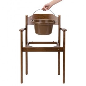 MaJSL DUHA Chaise de toilette hygiénique en bois de qualité supérieure - Seau amovible avec couvercle - Assistance WC certifi