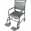 Aidapt Chaise percée à roulettes, réglable en hauteur, mobile, 4 roulettes freinées, pot de 7,5 litres, accoudoirs amovibles,