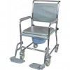 Aidapt Chaise percée à roulettes, mobile, 4 roulettes freinées, pot de 7,5 litres, accoudoirs amovibles, WC standard, chambre