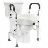 Siège de toilette réglable en hauteur avec accoudoirs rembourrés extra larges, support maximum 300 lb, adapté aux personnes â