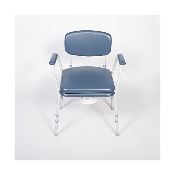 NRS Healthcare Chaise percée contemporaine Dovedale Comfort avec accoudoirs, dossier et assise rembourrés, bleu et blanc