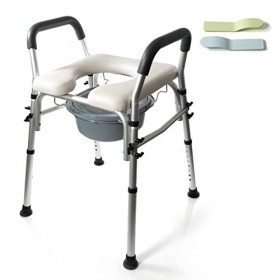 PATSON ® Siège de toilette surélevé autonome avec poignées rembourrées et pieds réglables – Sadapte directement sur vos toil