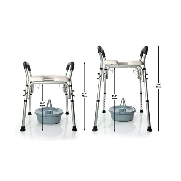 PATSON ® Siège de toilette surélevé autonome avec poignées rembourrées et pieds réglables – Sadapte directement sur vos toil