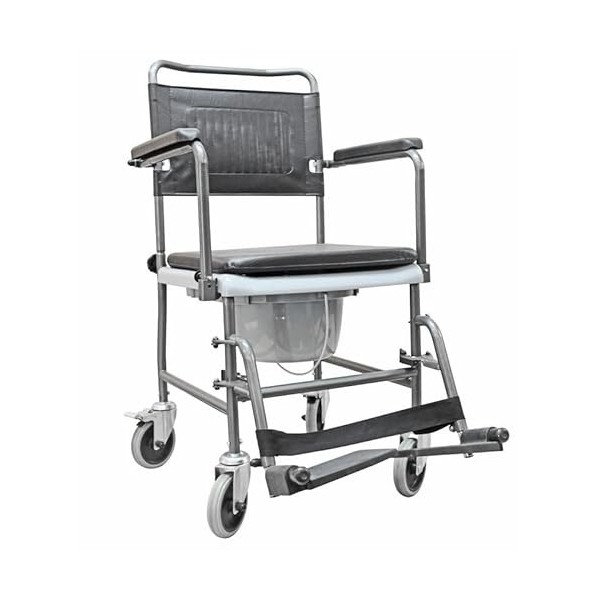 Chaise de confort - Accoudoirs amovibles - 4 roues pivotantes - acier verni - conforme à la norme CE