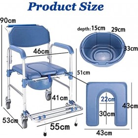 ybaymy Chaise de douche roulante avec roulettes - Étanche - Capacité de charge : 150 kg - Avec roues verrouillables et siège 