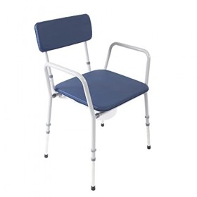 NRS Healthcare Chaise percée compacte Dovedale à hauteur réglable avec assise Bleu/blanc Taille M