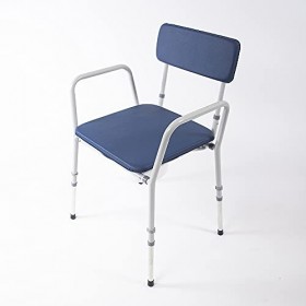 NRS Healthcare Chaise percée compacte Dovedale à hauteur réglable avec assise Bleu/blanc Taille M