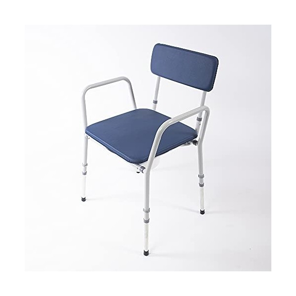 NRS Healthcare Chaise percée compacte Dovedale à hauteur réglable avec assise Bleu/blanc Taille M