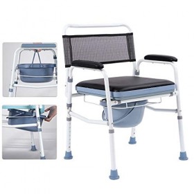 Ejoyous Chaise Percée Léger Chaise de Toilette pour Adulte Hauteur Réglable Chaise Percée Portable avec Cadre en Aluminium So