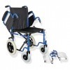 Gima - Landau Essex, chaise à roulettes pour personnes âgées et handicapées, tissu noir, cadre bleu, assise 43 cm.