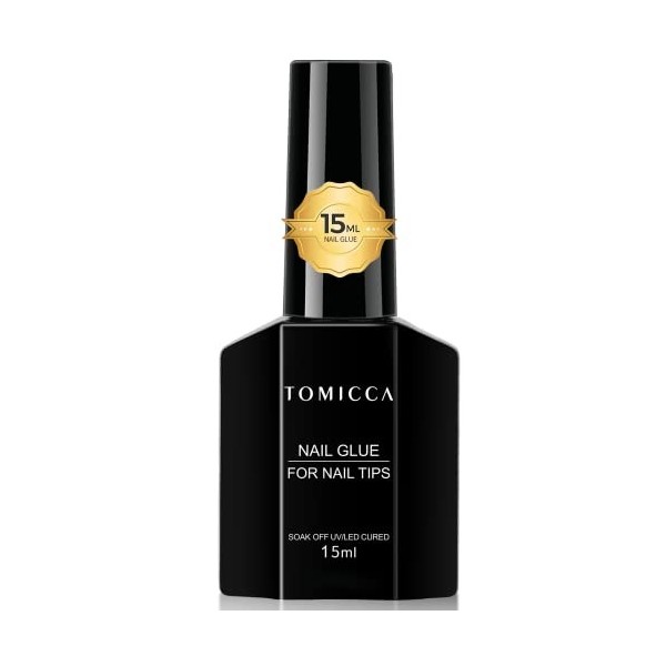 TOMICCA Colle à Ongles-Colle Faux Ongles Extra Forte 15ml,4 en 1,Gummy Base Gel et Pose Américaine Ongles Capsules, Longue Du