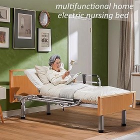 LANGTAOSHA Lit De Soins À Domicile Électrique À Quatre Fonctions, Réglage Bidirectionnel Pour Le Levage Du Dos Et Des Jambes,