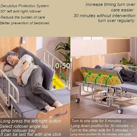 LANGTAOSHA Lit De Soins Électrique Multifonctionnel, Retournement Électrique, Trou De Toilette Électrique, Diffusion Vocale, 