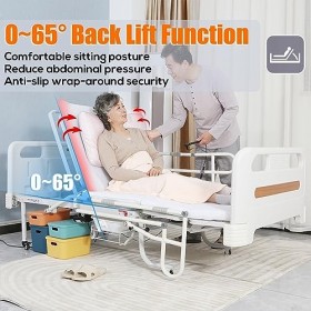 LANGTAOSHA Lit Dhôpital Électrique À 5 Fonctions Pour Usage Domestique, Lit Soins À Domicile Électrique Avec Matelas Respira