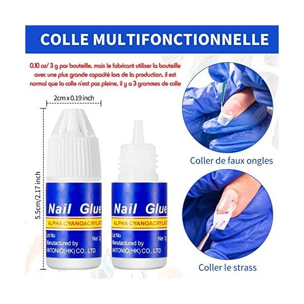 6 Pièces Colle à Ongles Colle dOngle Rapide Colle de Faux Ongles de Beauté pour Coller ou Réparer des Ongles Artificiels