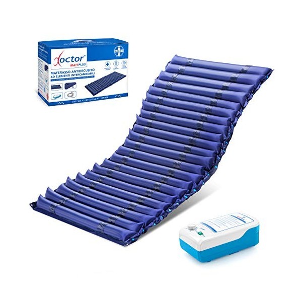 AIESI® Matelas Anti escarres à éléments interchangeables avec compresseur à Cycle alterné réglable Doctor MATTPLUS, 22 élémen