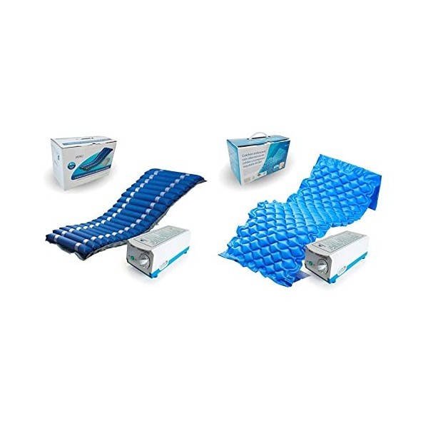 Mobiclinic, Matelas Anti-escarres, Mod. Mobi 2, Marque européenne, Matelas à Air alterné, avec Compresseur, Bleu & Mod. Mobi 