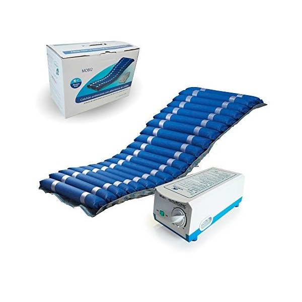 Mobiclinic, Matelas Anti-escarres, Mod. Mobi 2, Marque européenne, Matelas à Air alterné, avec Compresseur, Bleu & Mod. Mobi 