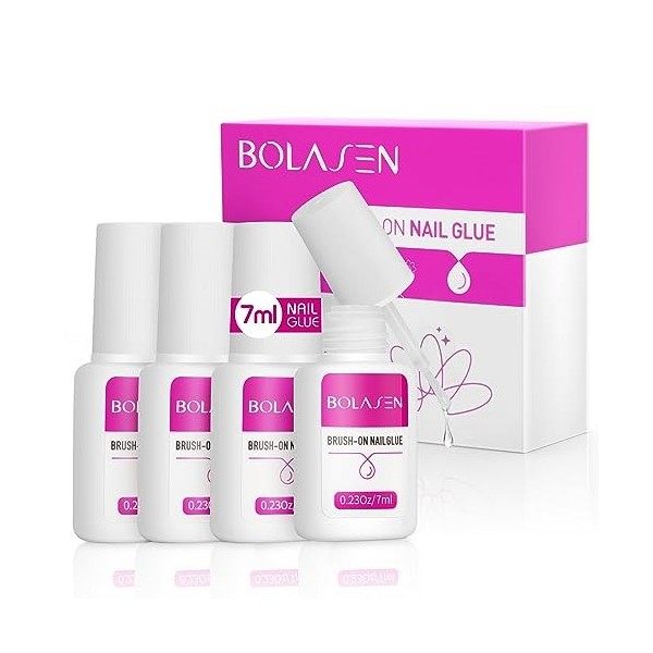 BOLASEN Colle à Ongles, Colle dOngle Rapide Avec Pinceau, Colle Faux Ongles Pour Pointes En Acrylique Et Colle, Colle pour o