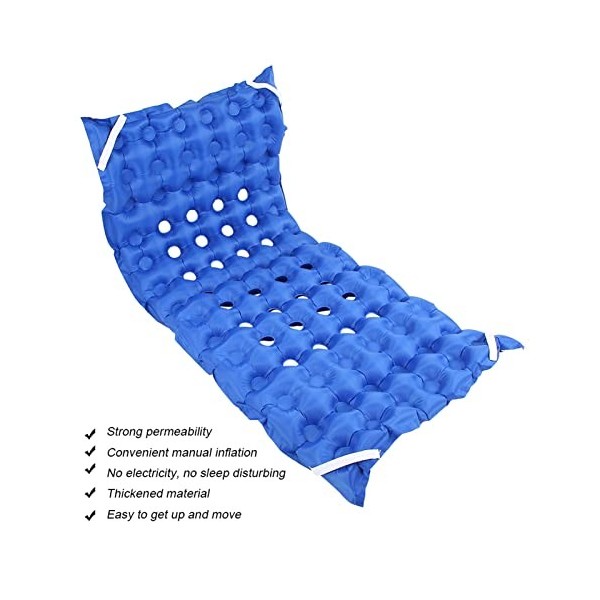 Matelas Pneumatique, Matelas Gonflable Anti-escarres Portable, Conception Poreuse avec Sangle de Fixation Carrée, Matelas Pne