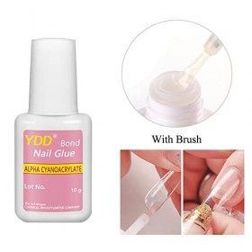 2Pcs x10g Colle Faux Ongles Nail Art Manucure Gel Pinceau Avec 1 Pcs Lime à ongles au Pinceau Colle à Ongles Rapide pour Maté